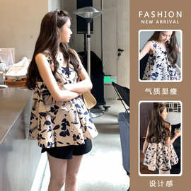 孕妇套装夏款两件套小个子夏季上衣花色夏天裙子怀孕期夏装连衣裙