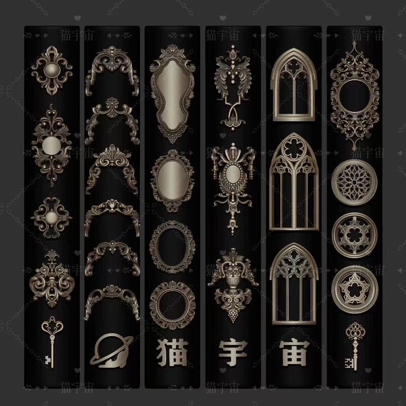 ヨーロッパのレトロなパターンコレクションネイルアートモールドヨーロッパのレトロなパターンクリエイティブ diy ウェアラブルネイル装飾シリコーンモールド|undefined