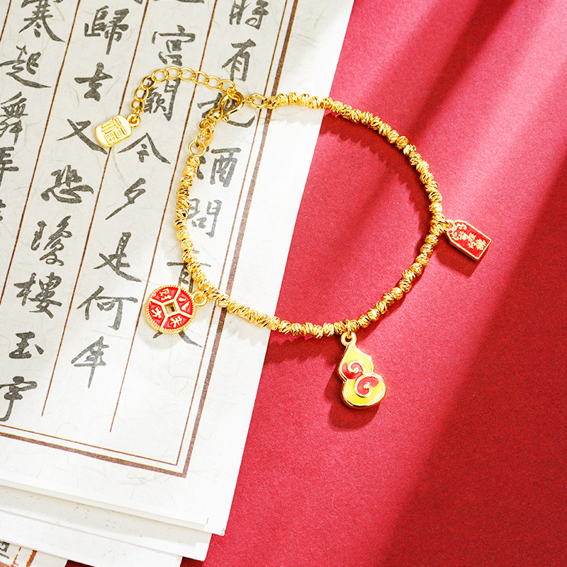 Nueva pulsera de oro antiguo Shafa calabaza de goteo de aceite nacional pulsera de bronce para mujeres lujosas joyerías retro no desvanecidas