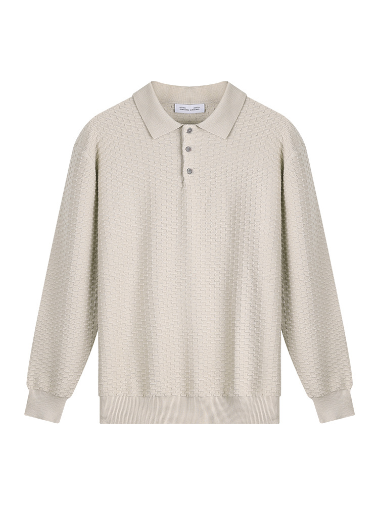 Lujo ligero antiguo estilo de ropa de hombre estriado solapa polo camisa de punto hombre suéter casual de negocios de otoño y invierno chaqueta de hombre