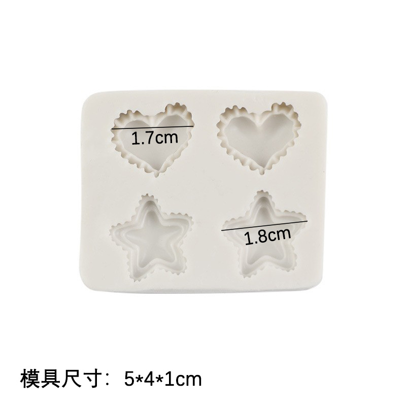 Día de San Valentín decoración rosa pastel de chocolate hornear mini amor estrella de cinco puntas fondant pastel molde de silicona