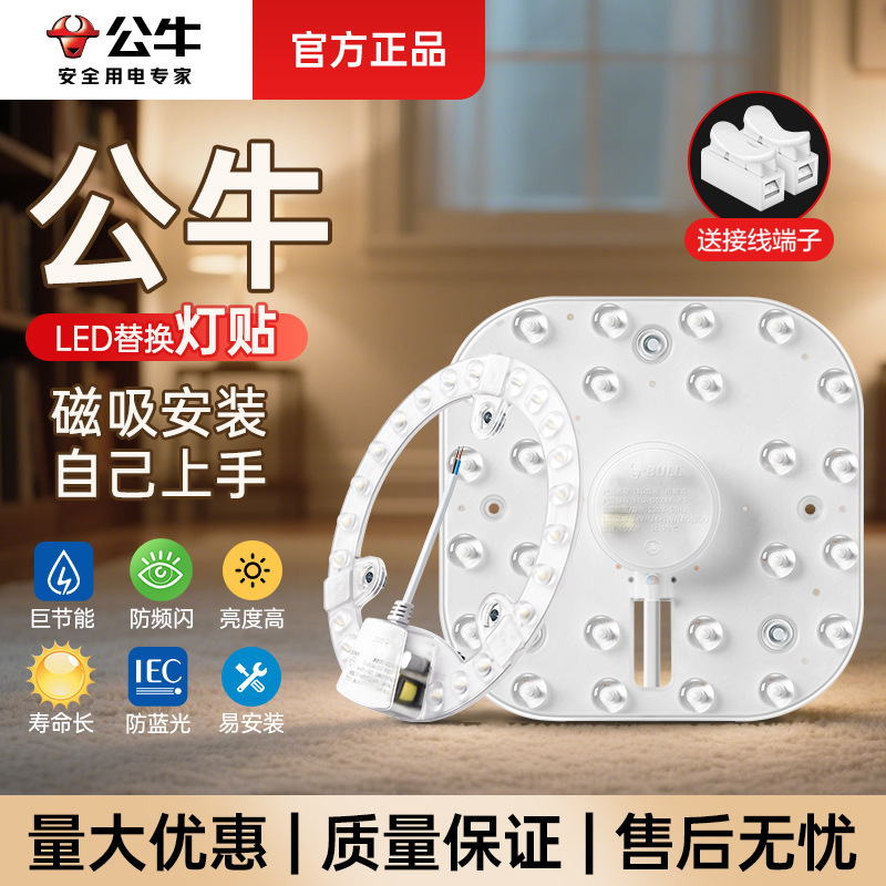 Bull Led Lamp Wick Ceiling Lamp Replacement Lamp Sticker Light Source Module Lamp Panel Lighting Patch Round Ceiling Lamp Piece