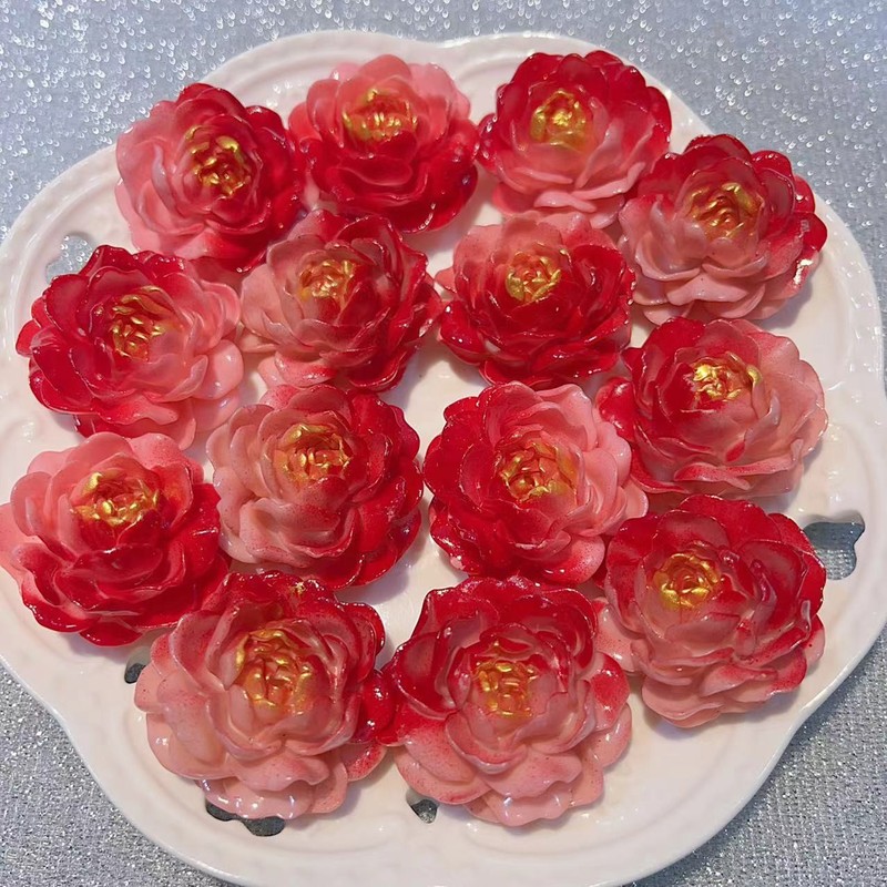 【粉色系扎染大茉莉】37mm手工DIY饰品手机壳镜子发饰树脂|undefined