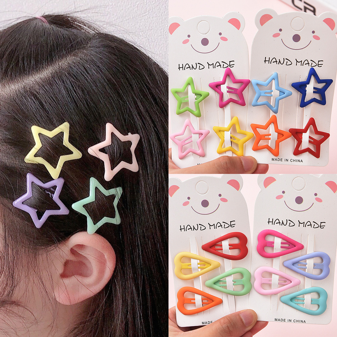 Baby cute small BB hair clip for girls, messy hair, bangs clip for kids, star-shaped hair clip for babies, girl hair accessory