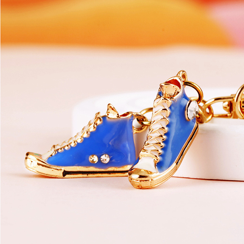 Mini High-top Shoes Car Keychain Women's Creative Diamond-studded Bag Pendant Metal Key Chain Ring Accessories Small Gifts