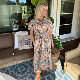 跨境新款时尚复古沙滩裙动物纹印花女士连衣裙数码印花中长裙