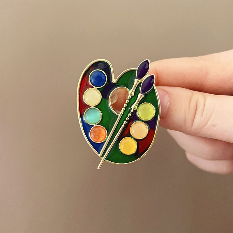 Enamel Colorful Painting Plate Brooch, Classy Niche Classy Corsage Accessories Pin, Waist-Cinching Classy Retro Wholesale for Women