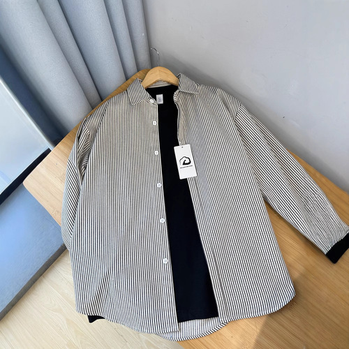 Vintage Striped Long-Sleeve Shirt for Men, Spring and Autumn Season High-Quality Shirt, Unisex Version Casual Loose Cardigan Jacket Trendy