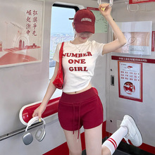 美式辣妹高腰外穿运动三分短裤女薄款夏显瘦包臀裤直筒休闲热裤子