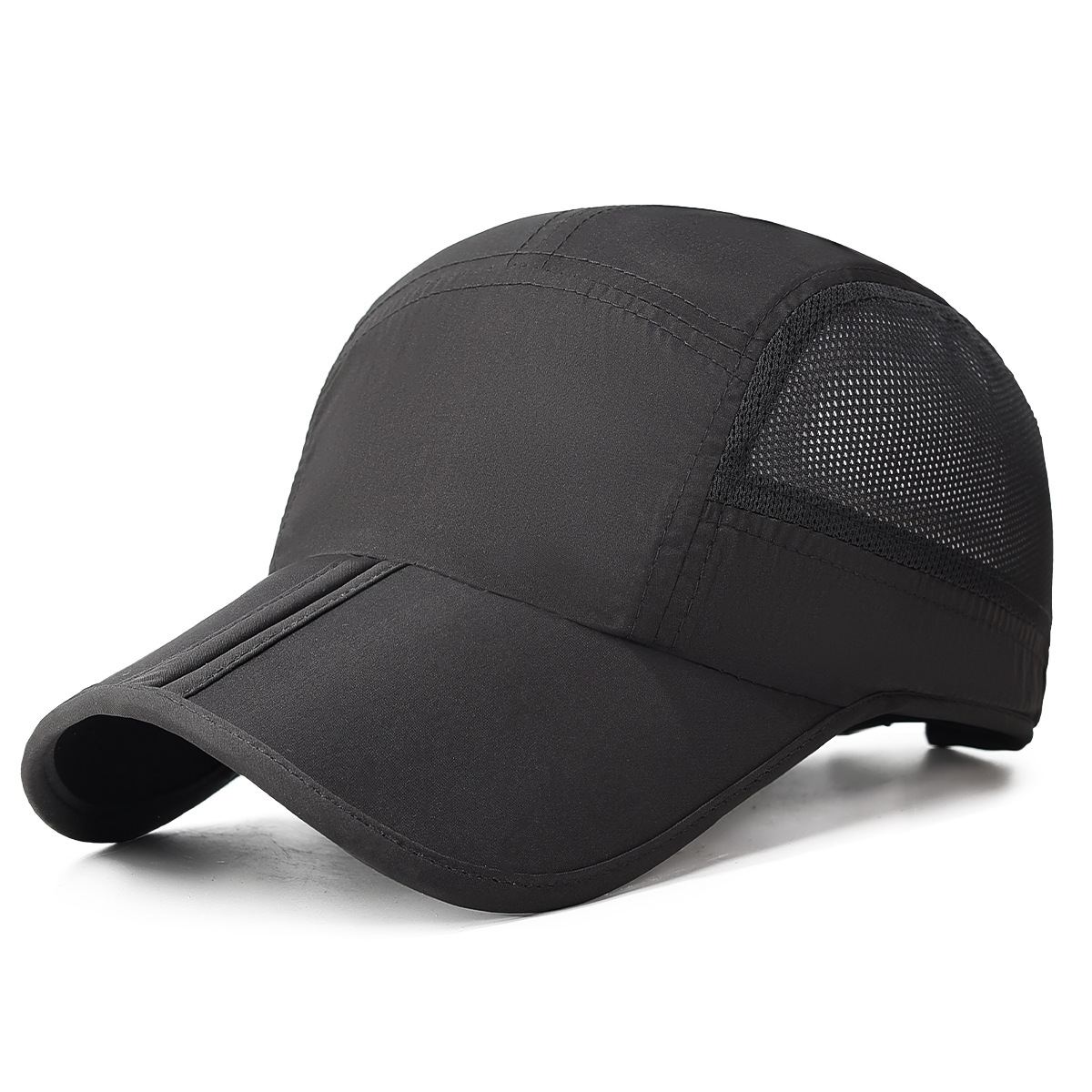 Gorra de béisbol de secado rápido con placa de luz plegable en verano, deportes al aire libre masculinos y femeninos, carrera de montañismo, sombreado solar, transpirable y casual gorra de pato