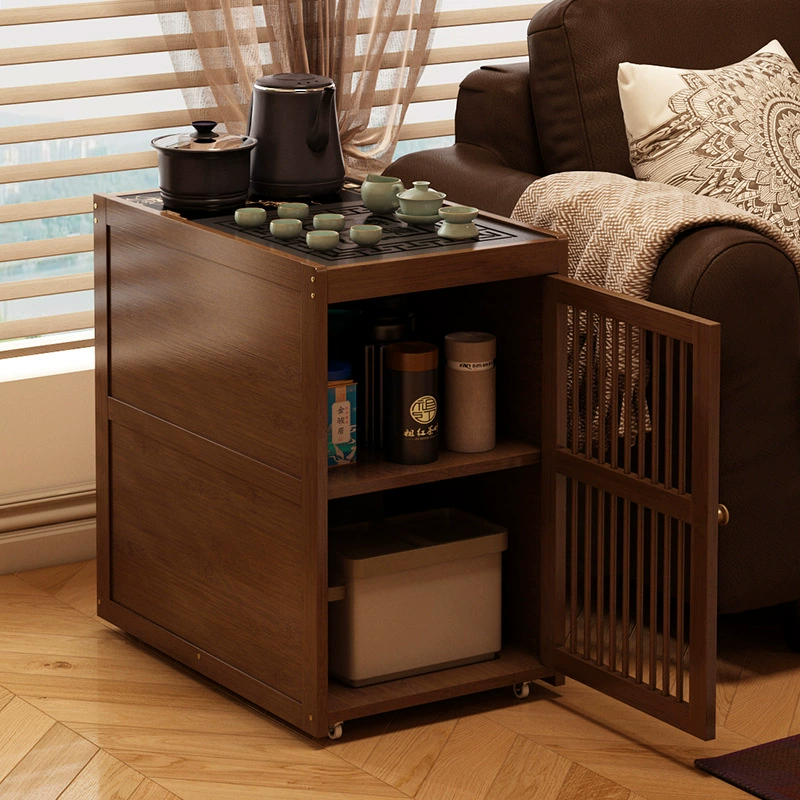 Мобильный приставной столик с небольшим чайным столиком, чайным столиком, боковым шкафчиком для дивана, простым чайником, встроенным чайным столиком, чайным шкафом.