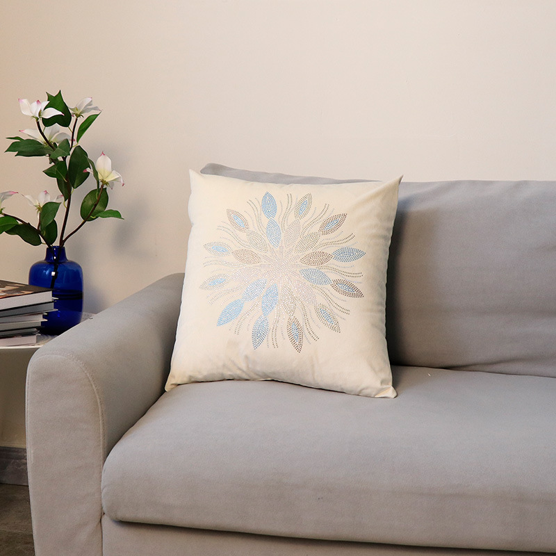 Moderno semplice colore olandese velluto strass fiore federa decorazione della casa modello camera divano cuscino fodera all'ingrosso_voghion.com