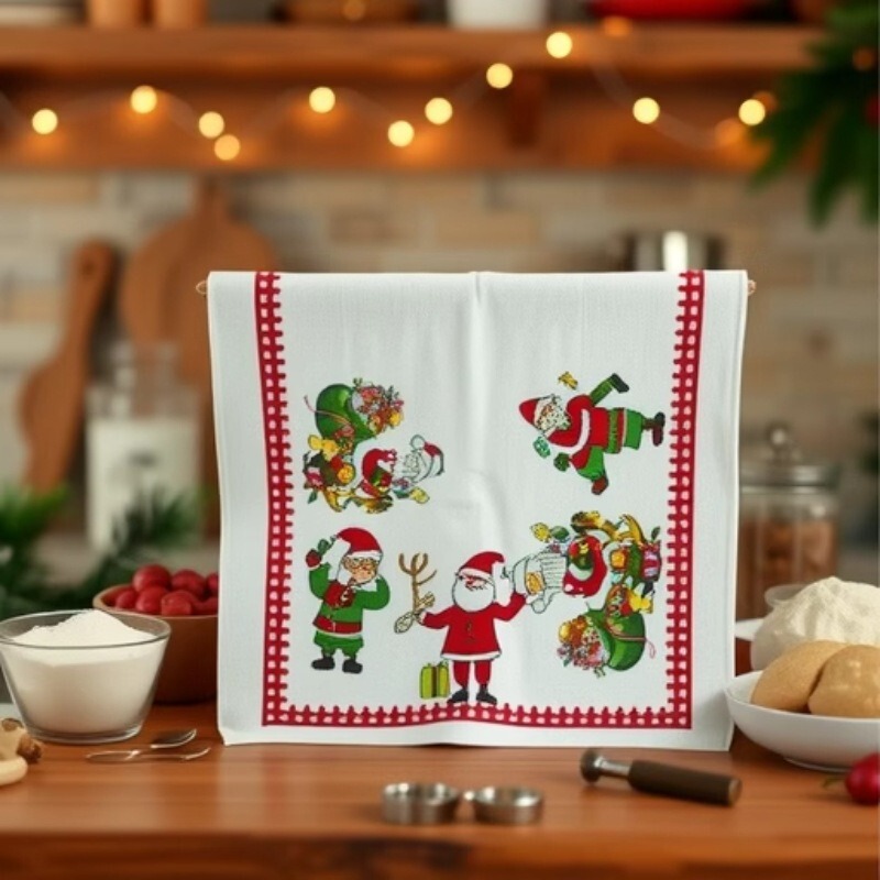 Hot Selling American and European Christmas Pure Cotton Printed Kitchen Tea Towel Square Towel Bath Towel Beach Towel 100% Cotton Oem Manufacturer Customization