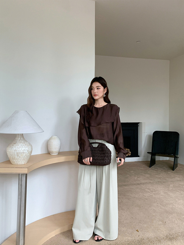 FONE简禾2025秋季极简风宽松显瘦阔腿裤女百搭垂感拖地长裤58038|undefined