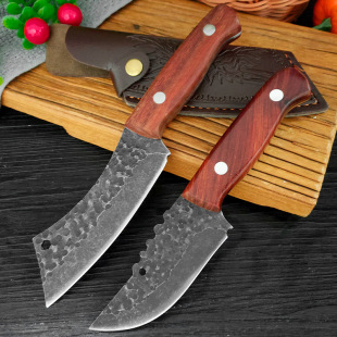 Cross-border Hot-selling Hand-held Meat Knife Hand-forged Hammer-grain Bone-boning Knife Outdoor Portable Fruit Knife Camping Barbecue Knife