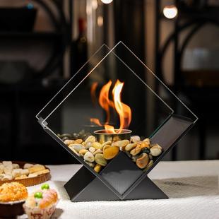 Amazon Hot Selling Desktop Alcohol Fireplace Real Fire Fireplace Portable Ornamental Heating Stove Diamond Alcohol Fireplace