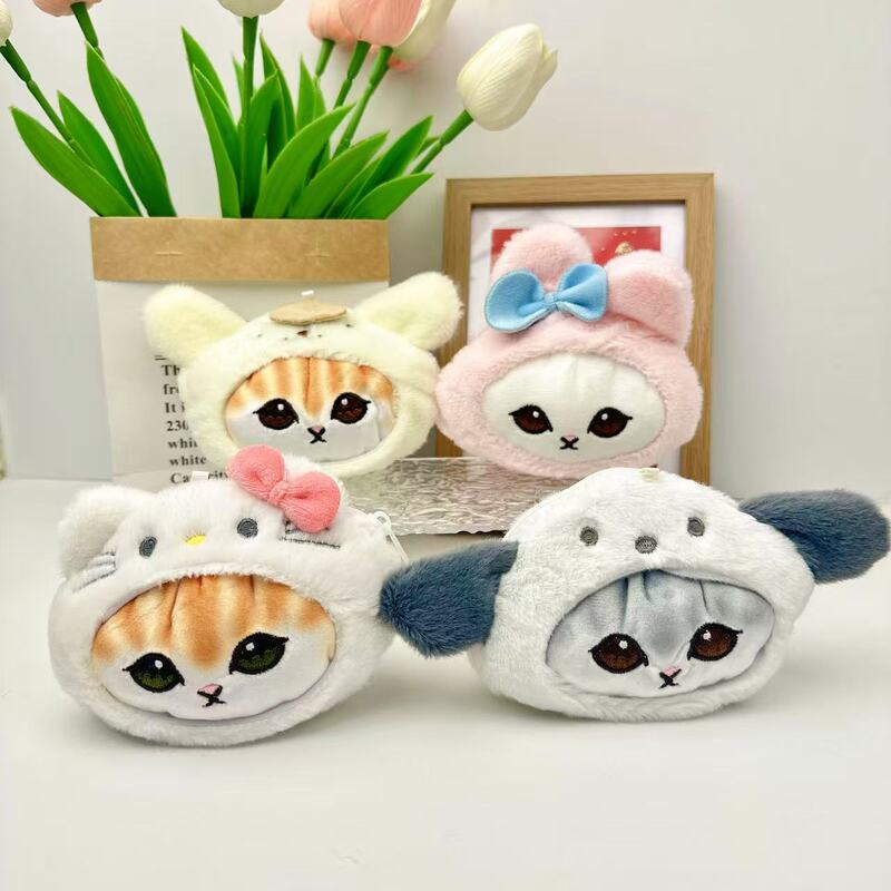 Cute Shark Cat Sanrio Coin Purse School Bag Small Pendant Plush Wholesale Doll Headphone Bag Key Chain Pendant