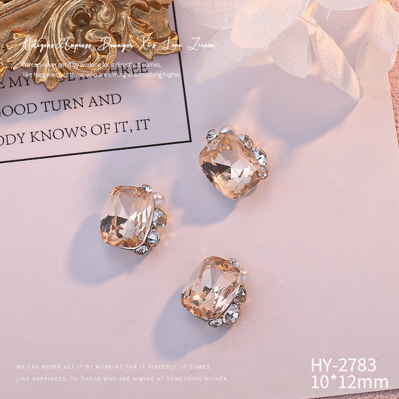 Celebridad en línea Maillard joyería de uñas de cristal pila diamante producto terminado flash torcido corazón grasa cuadrado hecho a mano perla joyería de uñas