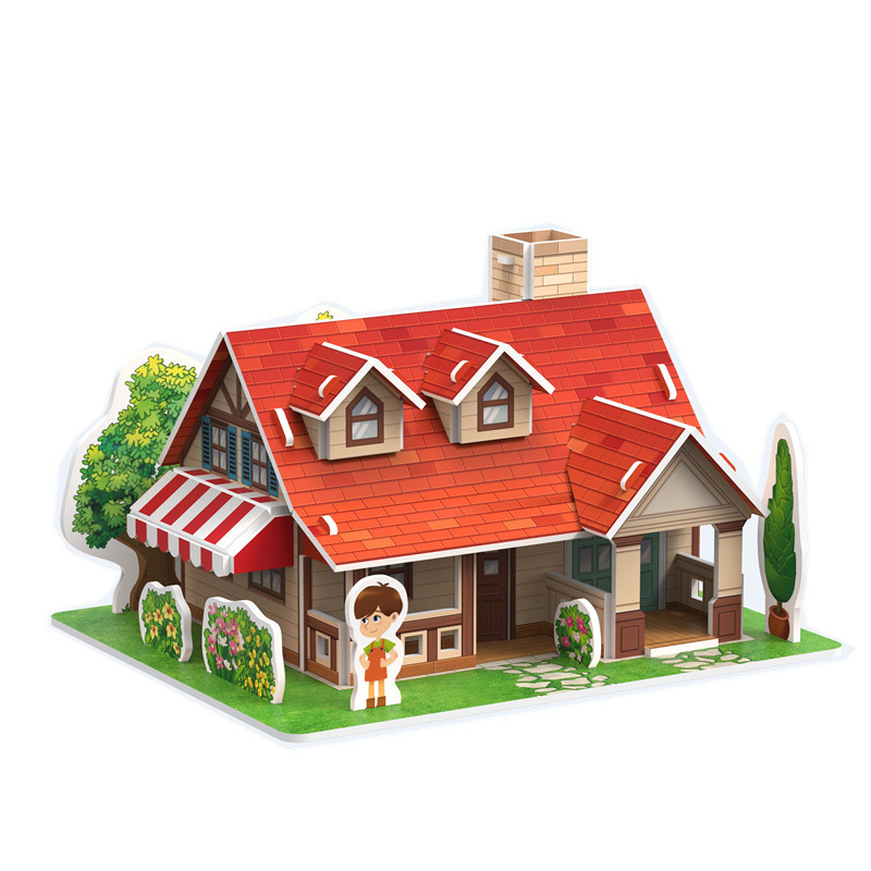3D rompecabezas tridimensional para niños juguetes para padres e hijos construcción casa rompecabezas hecho a mano modelo de papel regalo ensamblaje interactivo