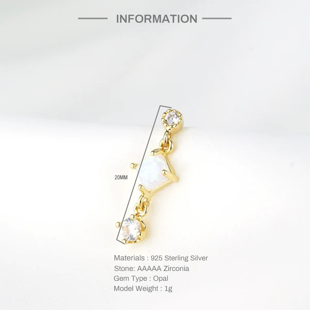 1 Pièce Argent Sterling 925 Soleil Star Lune Zircon Boucles D'oreilles display picture 2