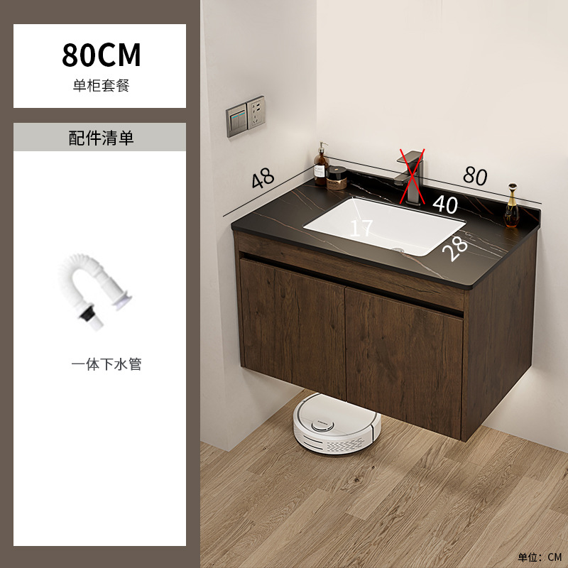 Nuevo gabinete de baño de color nuez gabinete de lavabo hotel pequeño baño en lavabo de aluminio espacio