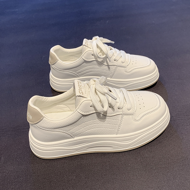 Thick-Soled White Shoes for Women 2025 Summer New Style Breathable and Versatile Heightening Casual Bread Shoes Student Sports Sneakers