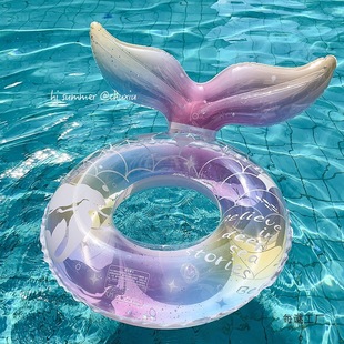 Ins Swimming Ring Family Mermaid Kidsren's Armpit Ring Popular Adult Transparent Thickeneded Sequin Buoyancy Lifebuoy