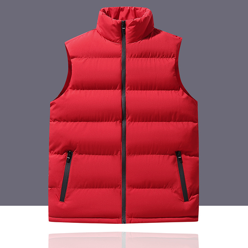 Invierno chaleco de algodón de pluma para hombres otoño y invierno ocio grueso chaleco caliente de cuello grande y chaqueta sin mangas de vello