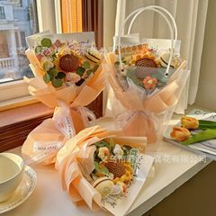 教師の日のヒマワリの完成品の花束のお土産の創意の手作りの毛糸の花の幼稚園は先生に小さい贈り物を送ります。