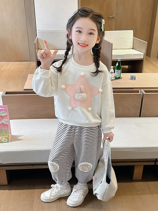 女童秋装卫衣套装2025新款洋气时髦儿童休闲女宝韩范春秋装两件套|undefined