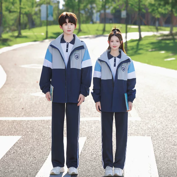 Three-piece school uniform set, windbreaker, Korean-style college style, autumn and winter sports uniform set for middle and high school students
