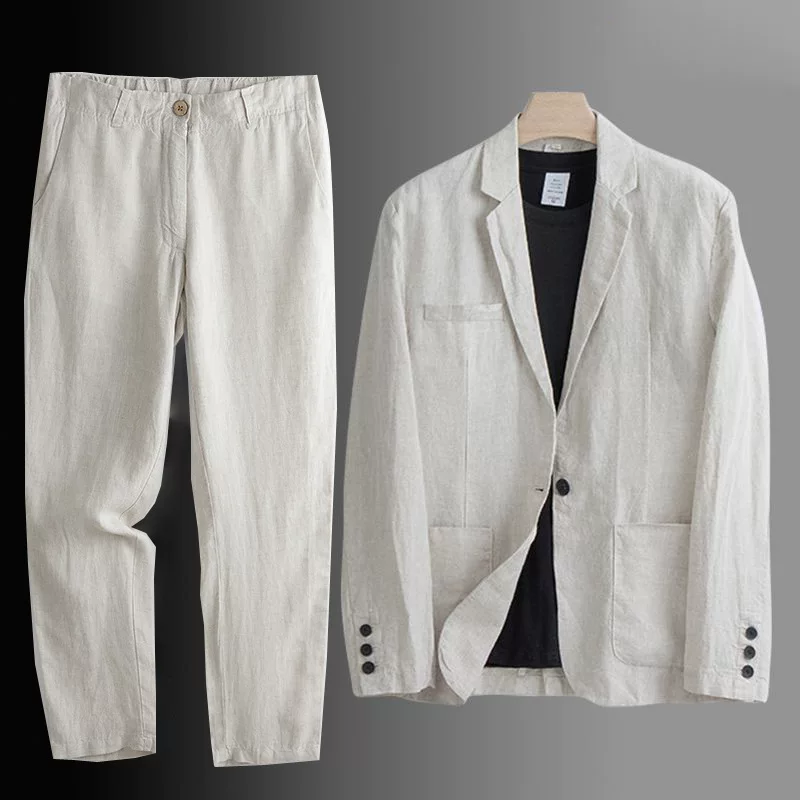 Тонкий классический костюм, хлопковая куртка для отдыха, oversize, хлопок лен