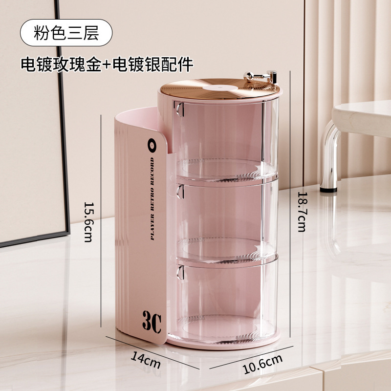 La Caja de almacenamiento de polvo gira a prueba de polvo, la Mesa de belleza, los huevos, el colchón de aire, la cómoda, el cepillo de maquillaje de lápiz labial de varias capas y el estante de objetos.