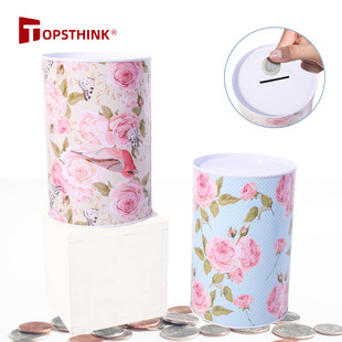 2024 New Creative Sealed Coin Jar Flowers Exquisite Piggy Bank Room Decoration Can Only Go in and Out Piggy Bank