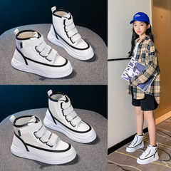 Children's Sports Shoes 2024 Summer New Breathable Mesh Medium and Large Kids High-Top Board Shoes for Girls Casual White Shoes