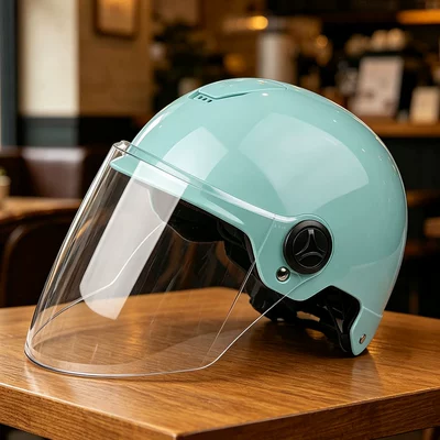 Motosiklet kaskı (dəbilqə) | Safety Helmet for Electric Bikes and - light-blue-transparent-long-mirror