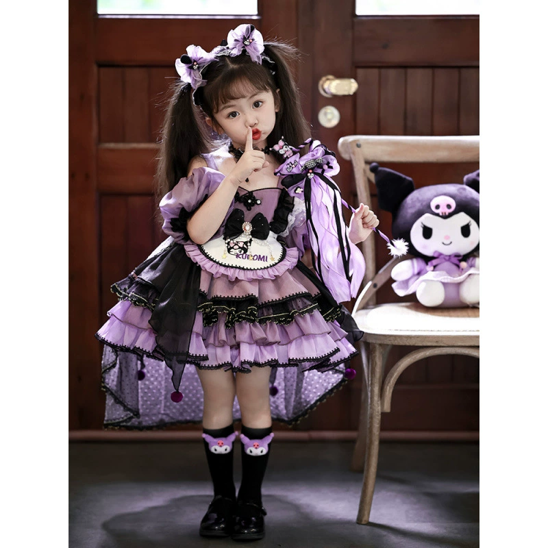 Крутое платье для девочки Mi Rimi Lujunni Kuromi Kuomi Rim, весна-осень, Sanrio, принцесcная юбка