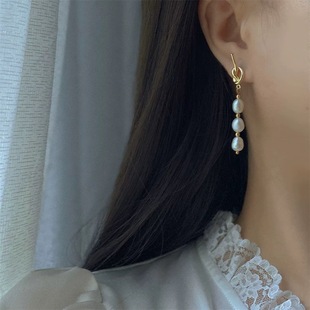 Acacia knot "pearl tears" 925 silver needle plating 14K gold natural freshwater pearls earrings rice beads earrings
