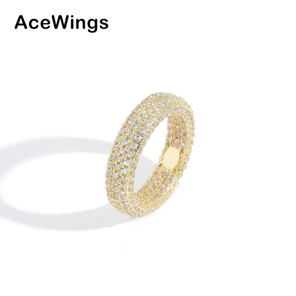 European and American Hip Hop Zircon Ring for Men and Women Copper Set Full Zircon Ring for Men New Style Copper Circle Ring for Women