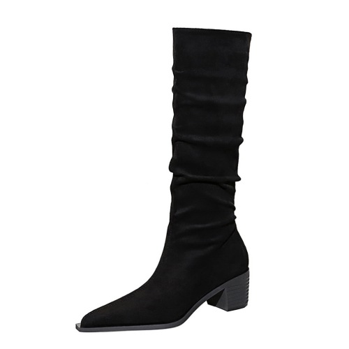Winter Low Square Heel Rivet Knight Mid Boots
