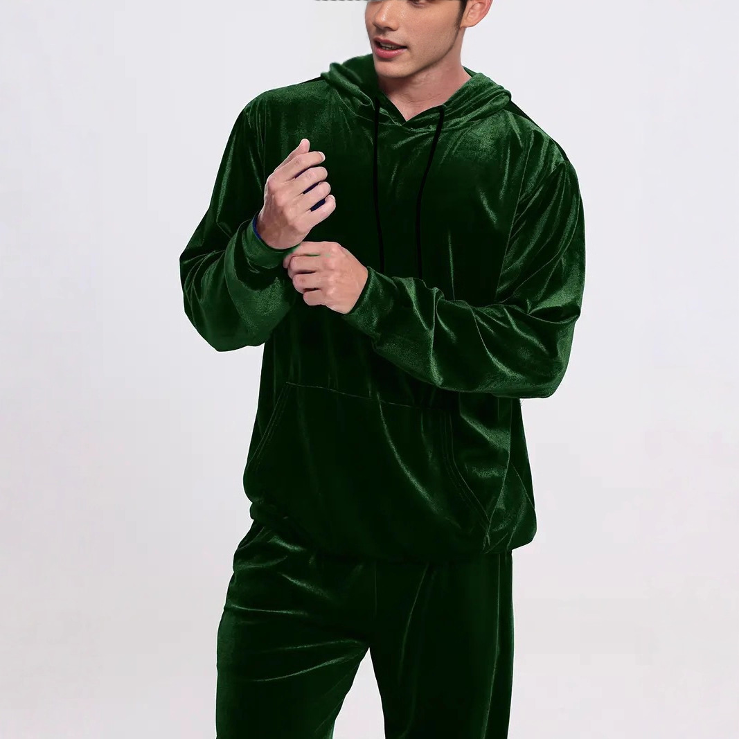 Europäisches und amerikanisches Cross-Border Herren-Freizeit-Sweatshirt mit Kapuze, einfarbig, langärmelig, aus Samt, Jogginghose_voghion.com