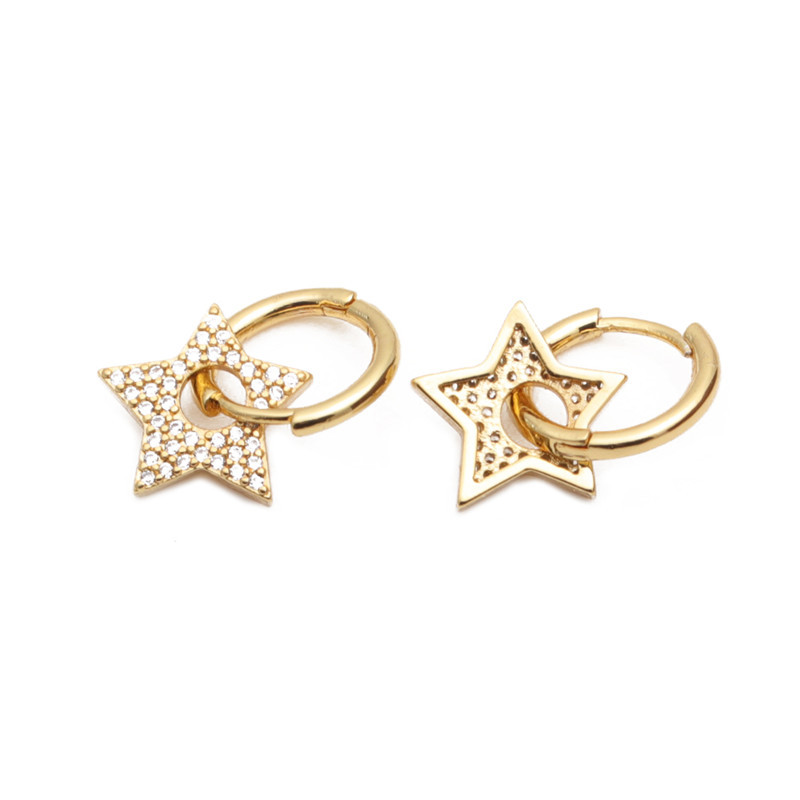 Simple Star Heart-shape Micro-inlaid Zircon Earrings display picture 5
