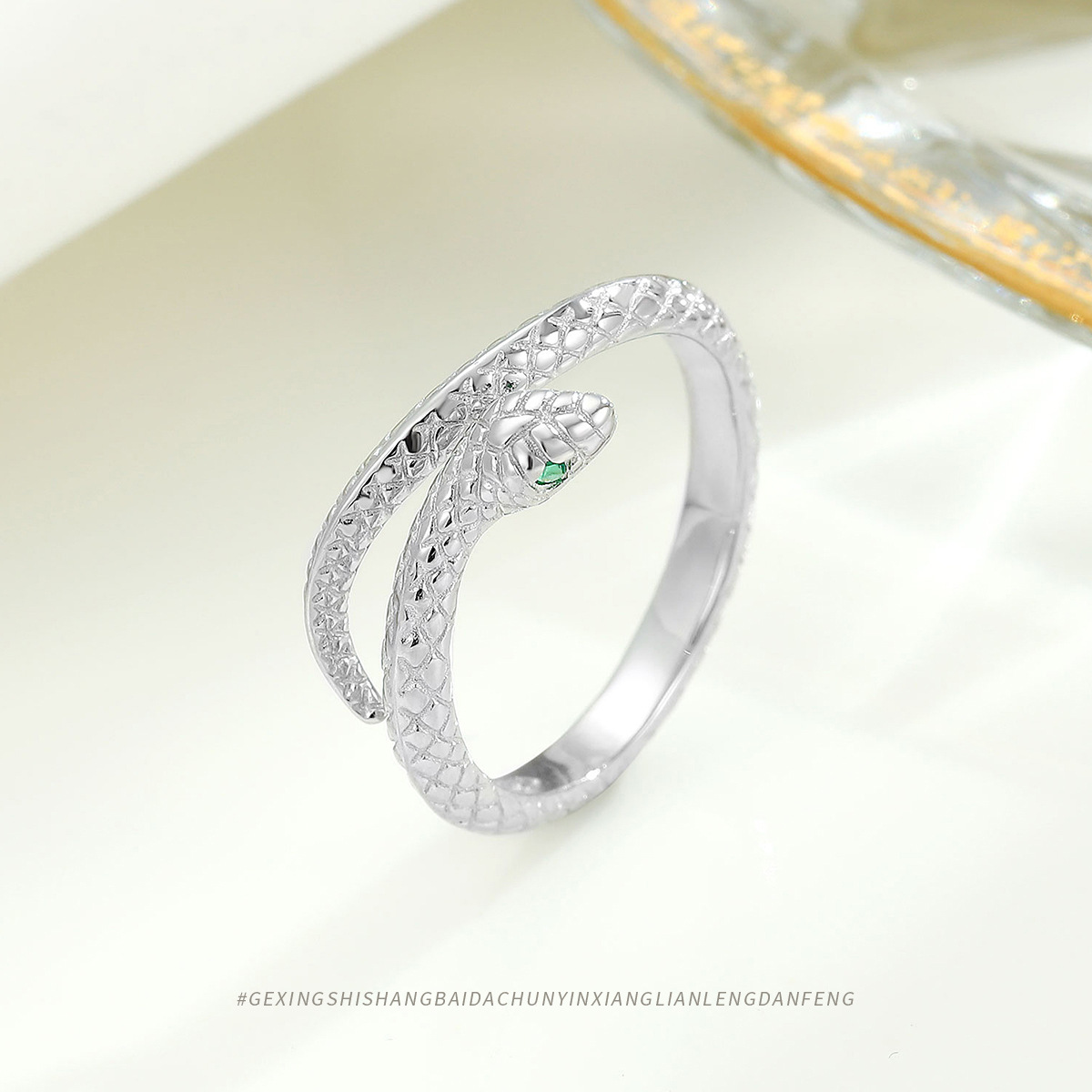 S925 Sterling Silvery Personality Snake Ring Temperament Niche High-end Jewelry Design Small Snake Open Ring