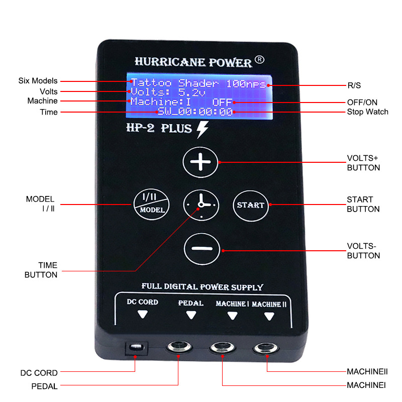 Amazon HP - 2 regulador de potencia de tatuaje multifuncional herramienta de tatuaje de potencia de bordado de frecuencia variable