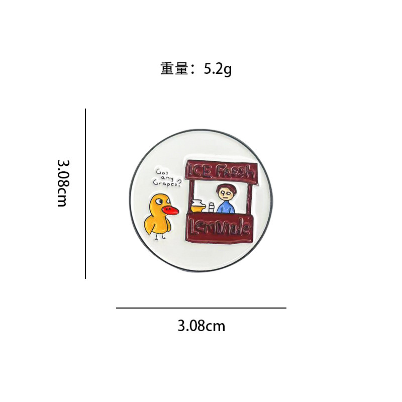 Broche con forma de pato amarillo frito fresco transfronterizo, bolso de pareja de dibujos animados lindo, accesorios fijos, pines de placa de aleación image 30