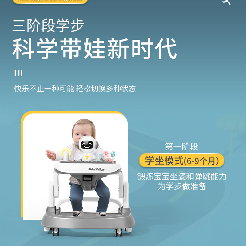 Baby Walker anti-o-pierna multifuncional resistente a la caída anti-Flip niña niño bebé ayuda para caminar carro portátil en forma de U
