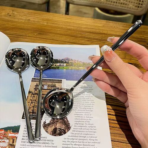304 stainless steel Korean round spoon long handle Korean spoon jingle spoon home restaurant rice spoon watermelon spoon spoon