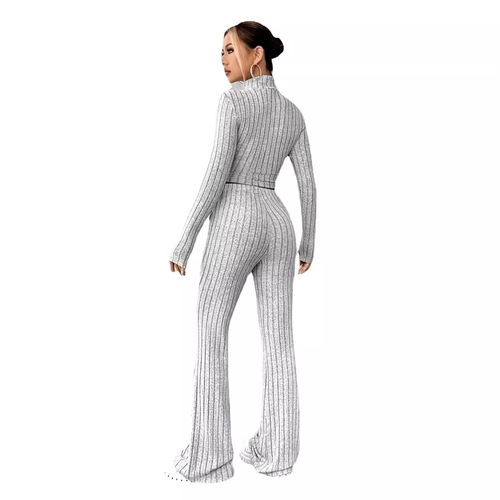 Direct sale from the manufacturer  tight stylish monochrome V-neck women's set long-sleeved knitted top European and American women's base shirt