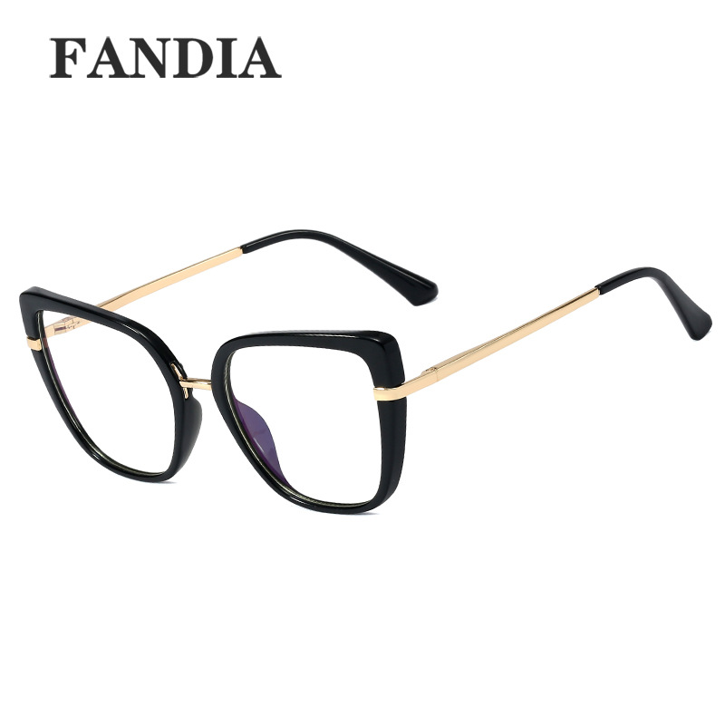 95280 nuevo retro Comercio exterior marco artístico gafas de mujer adelgazamiento anti-azul gafas de luz metal TR90 gafas lisas marco