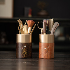 Black Sandalwood Copper Wood Tea Ceremony Six Gentlemen Lotus Tea Ceremony Set Gongfu Tea Accessories Tea Cultivator Pen Tea Tongs Heatproof Tea Ceremony